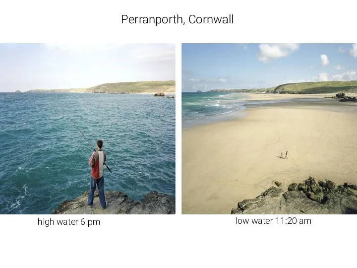 Perranporth, Cornwall high water 6 pm low water 11:20 am