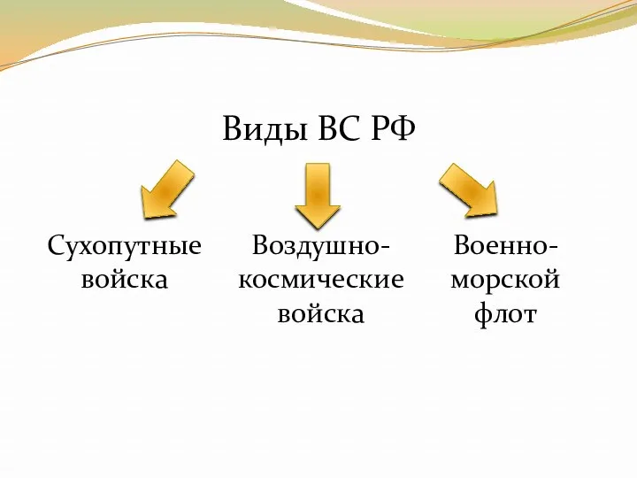 Виды ВС РФ Сухопутные войска Воздушно-космические войска Военно-морской флот