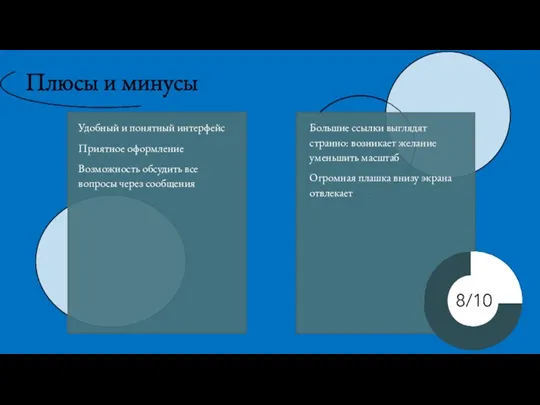 Плюсы и минусы Удобный и понятный интерфейс Приятное оформление Возможность