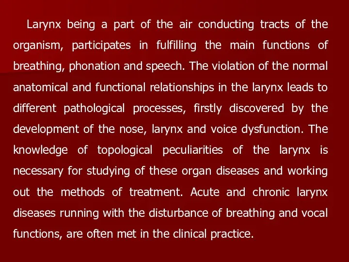 Larynx being a part of the air conducting tracts of