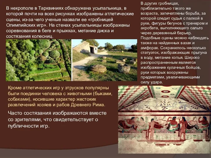 В некрополе в Тарквиниях обнаружена усыпальница, в которой почти на всех рисунках изображены