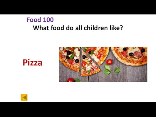 Food 100 What food do all children like? Pizza