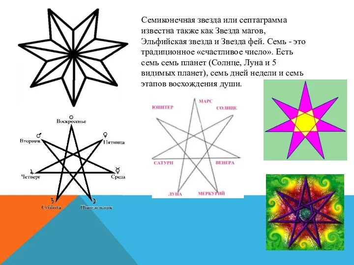 Семиконечная звезда или септаграмма известна также как Звезда магов, Эльфийская