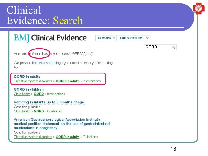 Clinical Evidence: Search GERD