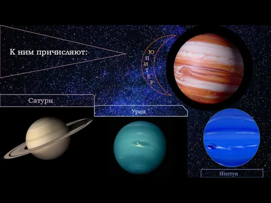 К ним причисляют: Сатурн Уран Ю П И Т Е Р Нептун