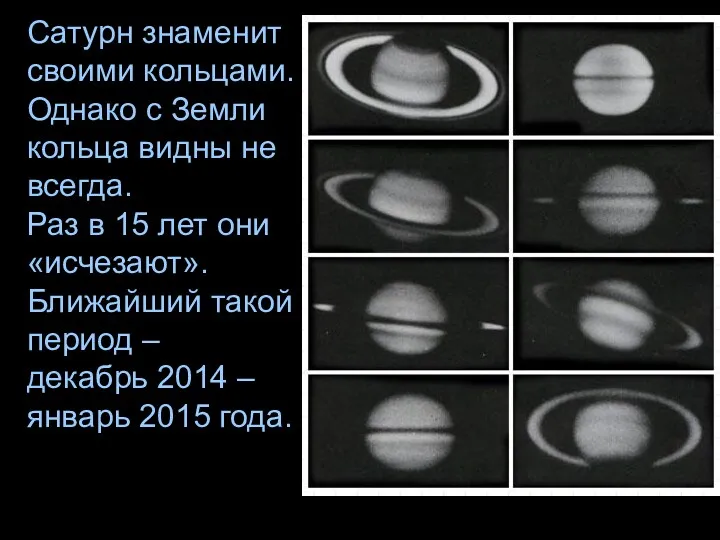 Сатурн знаменит своими кольцами. Однако с Земли кольца видны не