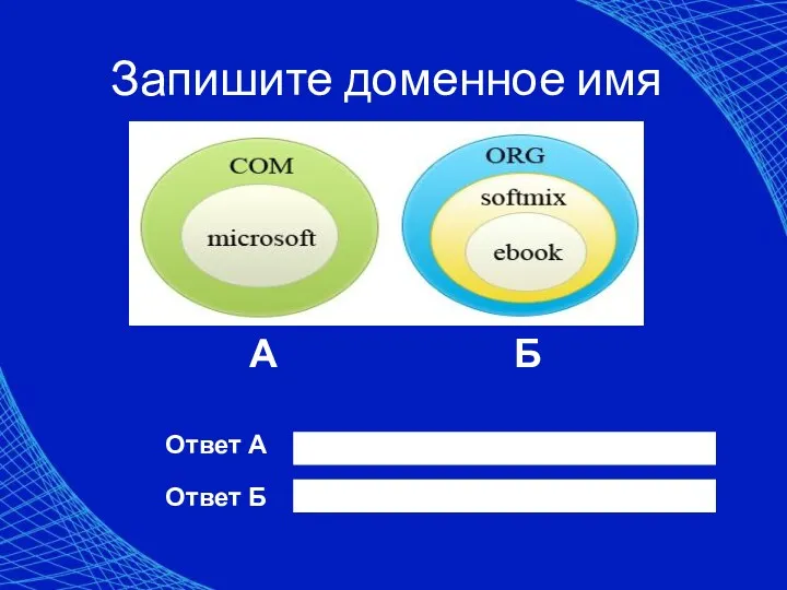 Запишите доменное имя А Б Ответ А Ответ Б