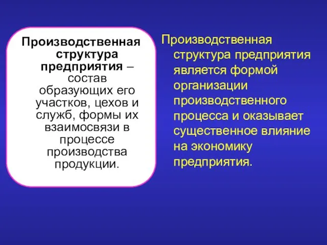 Производственная структура предприятия – состав образующих его участков, цехов и