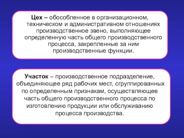 Цех – обособленное в организационном, техническом и административном отношениях производственное