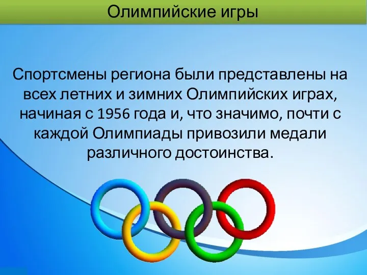 Спортсмены региона были представлены на всех летних и зимних Олимпийских