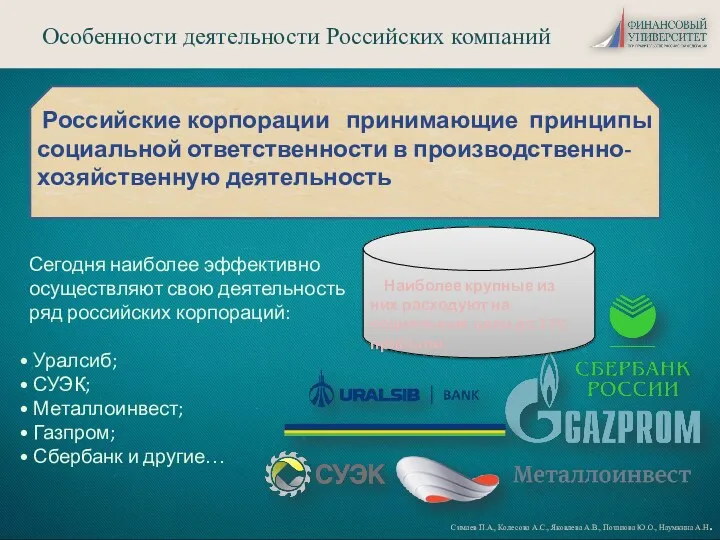 Сегодня наиболее эффективно осуществляют свою деятельность ряд российских корпораций: Уралсиб;