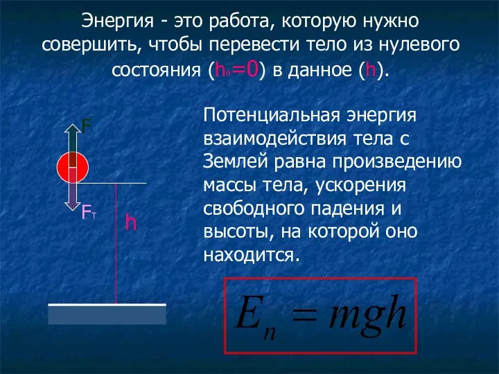 Энергия - это работа, которую нужно совершить, чтобы перевести тело