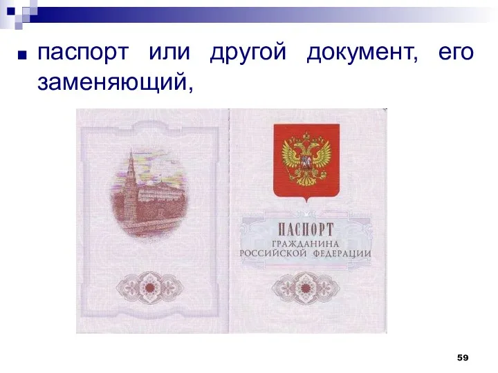 паспорт или другой документ, его заменяющий,