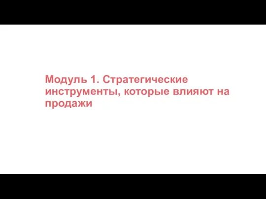 Модуль 1. Стратегические инструменты, которые влияют на продажи