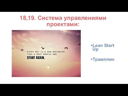 18,19. Система управлениями проектами: Lean Start Up Трамплин