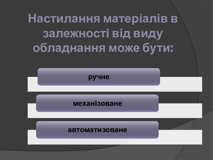 Настилання матеріалів в залежності від виду обладнання може бути: