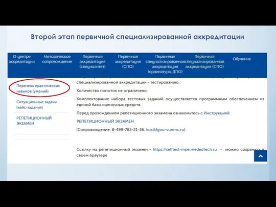 Второй этап первичной специализированной аккредитации