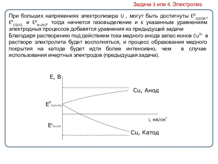 При больших напряжениях электролизера U , могут быть достигнуты EрO2/OH-,