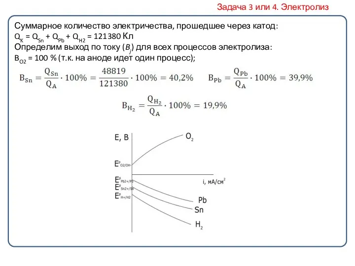 Суммарное количество электричества, прошедшее через катод: QK = QSn +