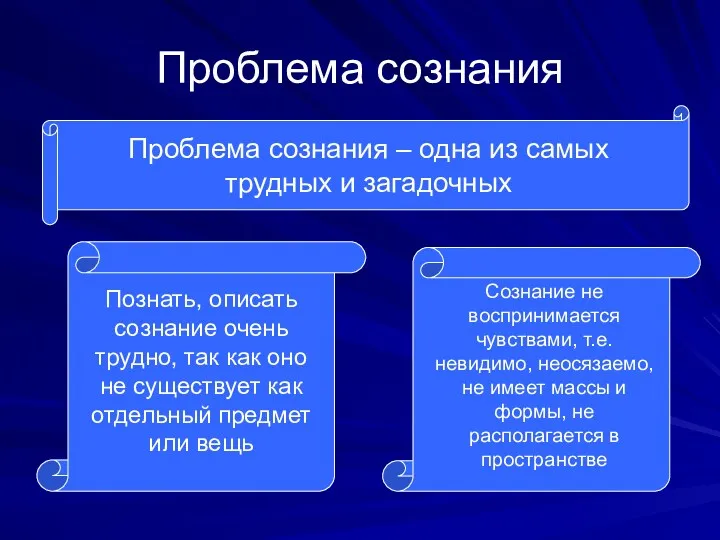 Проблема сознания Проблема сознания – одна из самых трудных и