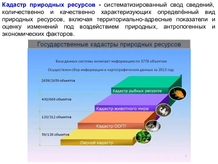 Кадастр природных ресурсов - систематизированный свод сведений, количественно и качественно