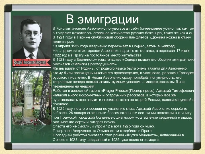 В эмиграции В Константинополе Аверченко почувствовал себя более-менее уютно, так