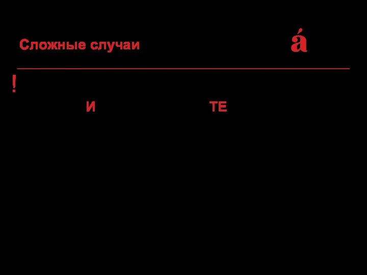 Сложные случаи ! 4. Повелительное наклонение: суффикс –И– и окончание