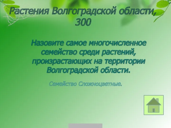 Растения Волгоградской области, 300 Семейство Сложноцветные. Назовите самое многочисленное семейство среди растений, произрастающих