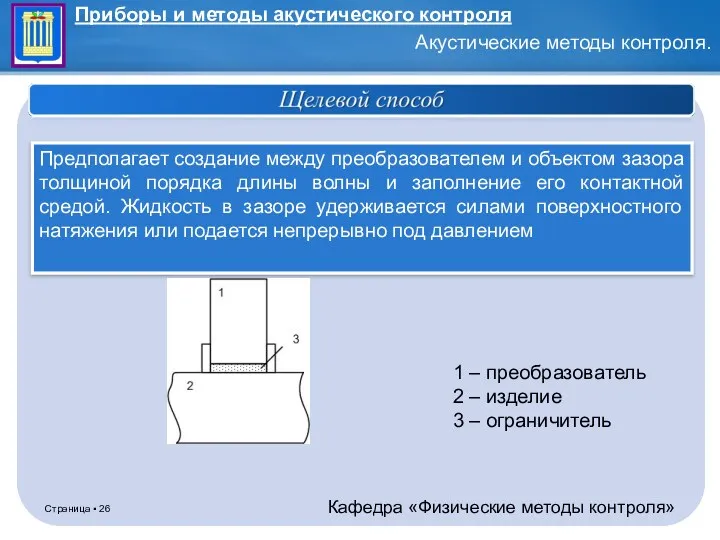 Предполагает создание между преобразователем и объектом зазора толщиной порядка длины