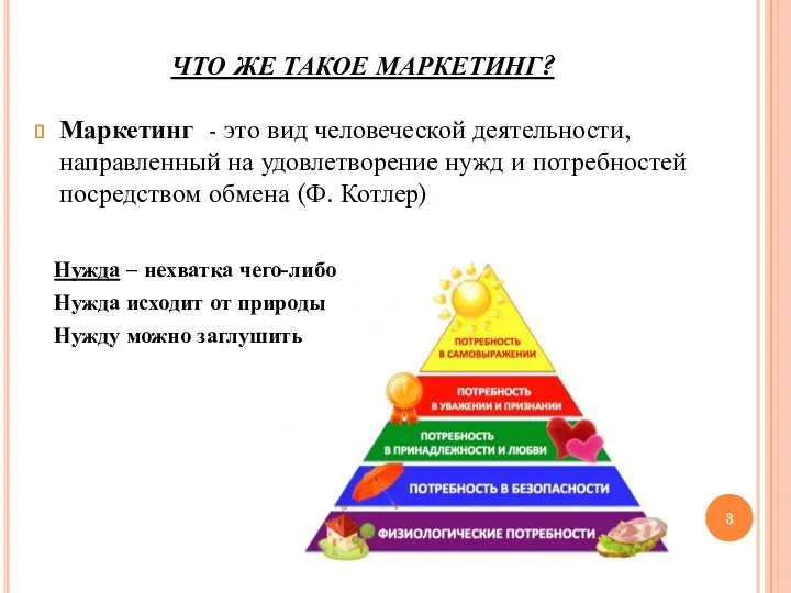 ЧТО ЖЕ ТАКОЕ МАРКЕТИНГ? Маркетинг - это вид человеческой деятельности,