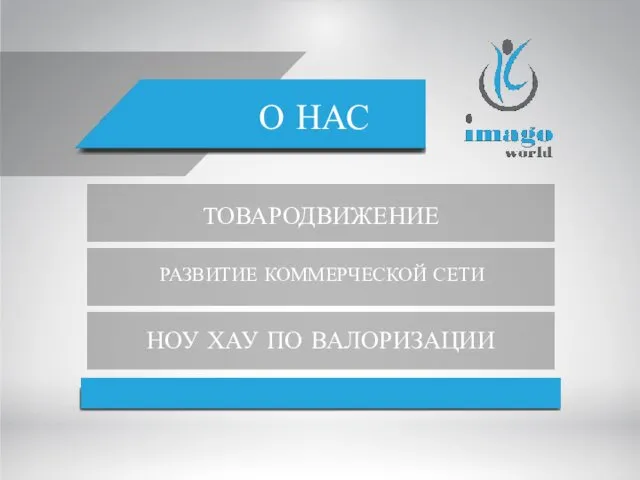 О НАС ТОВАРОДВИЖЕНИЕ РАЗВИТИЕ КОММЕРЧЕСКОЙ СЕТИ НОУ ХАУ ПО ВАЛОРИЗАЦИИ