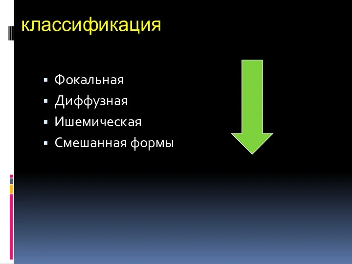 классификация Фокальная Диффузная Ишемическая Смешанная формы