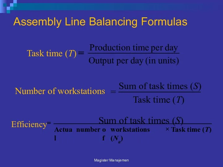 Assembly Line Balancing Formulas Magister Manajemen