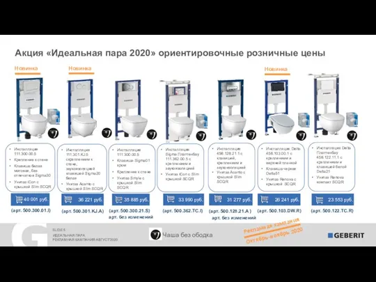 ИДЕАЛЬНАЯ ПАРА Акция «Идеальная пара 2020» ориентировочные розничные цены Инсталляция