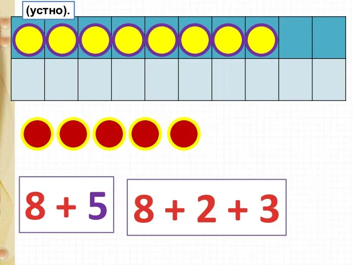 8 + 5 8 + 2 + 3 (устно).