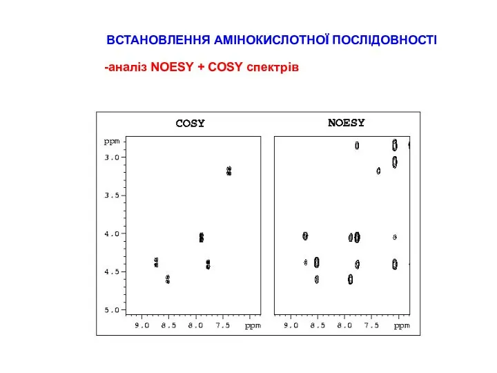 ВСТАНОВЛЕННЯ АМІНОКИСЛОТНОЇ ПОСЛІДОВНОСТІ аналіз NOESY + COSY спектрів