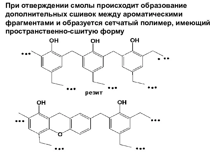 При отверждении смолы происходит образование дополнительных сшивок между ароматическими фрагментами