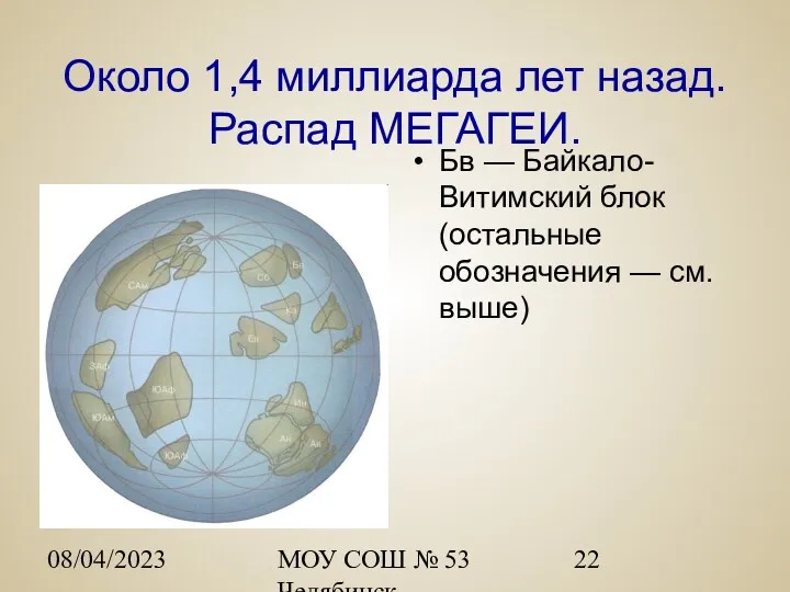 08/04/2023 МОУ СОШ № 53 Челябинск Около 1,4 миллиарда лет