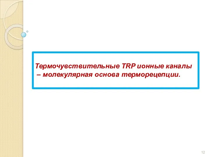 Термочувствительные TRP ионные каналы – молекулярная основа терморецепции.