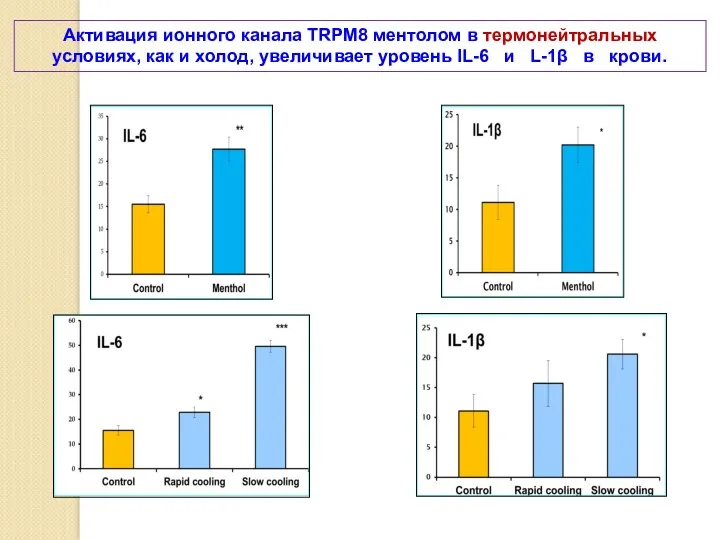 Активация ионного канала TRPM8 ментолом в термонейтральных условиях, как и