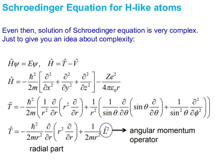 Even then, solution of Schroedinger equation is very complex. Just