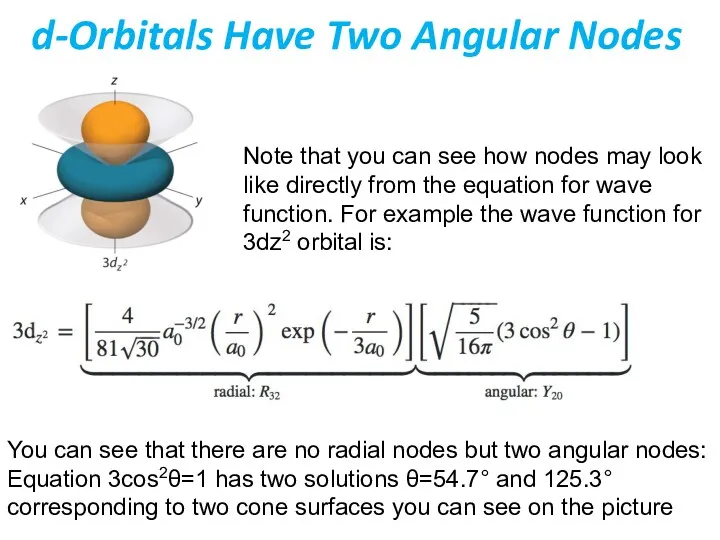 d-Orbitals Have Two Angular Nodes Note that you can see