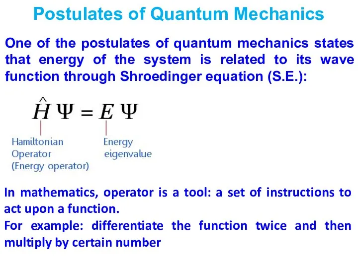 Postulates of Quantum Mechanics One of the postulates of quantum