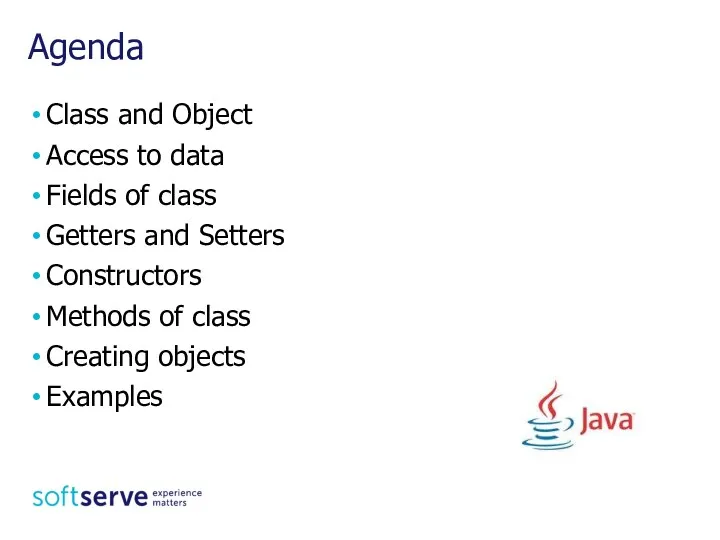 Agenda Class and Object Access to data Fields of class