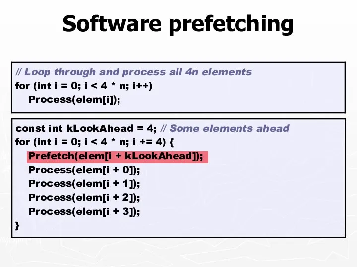 Software prefetching