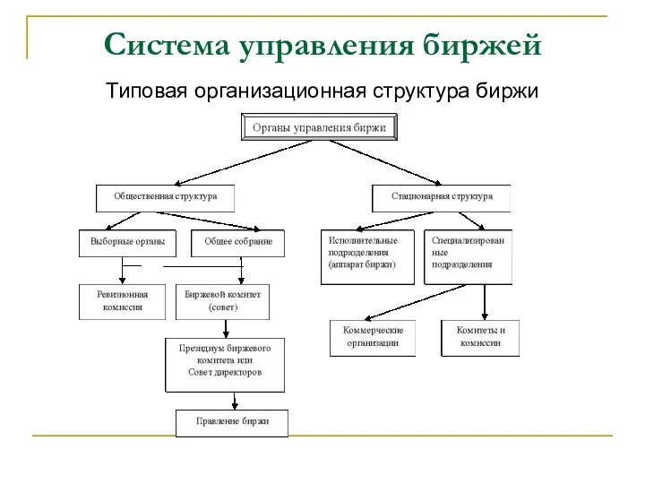 Система управления биржей Типовая организационная структура биржи