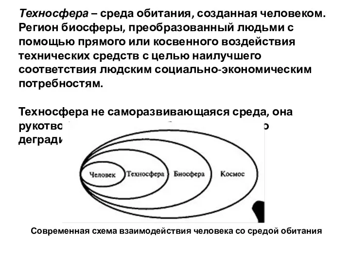 Техносфера – среда обитания, созданная человеком. Регион биосферы, преобразованный людьми