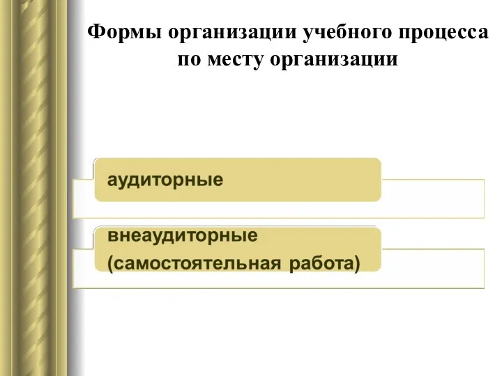 Формы организации учебного процесса по месту организации