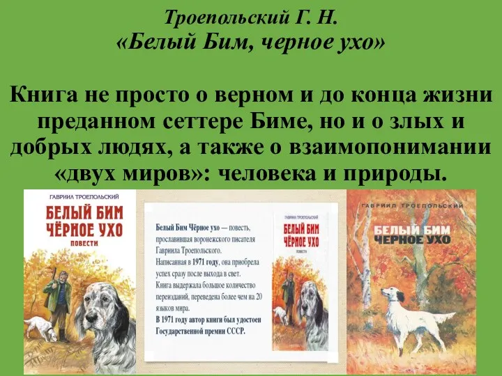 Троепольский Г. Н. «Белый Бим, черное ухо» Книга не просто