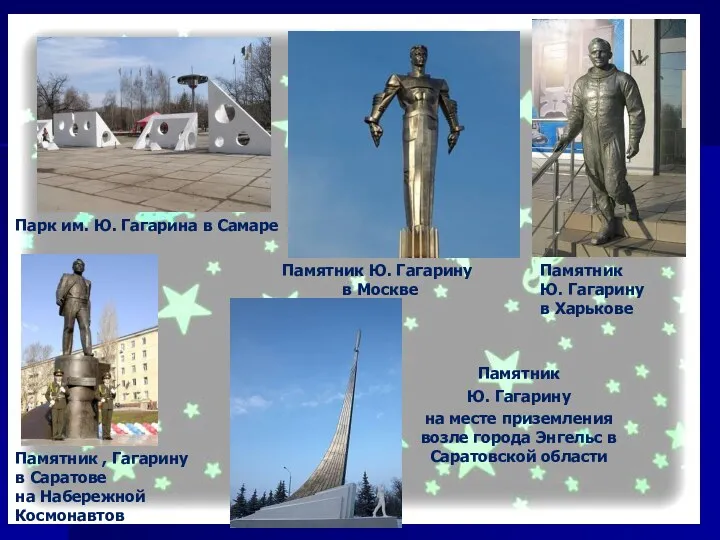 Парк им. Ю. Гагарина в Самаре Памятник Ю. Гагарину в